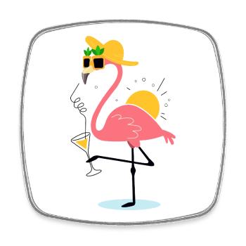 Flamingo Summer Design – Tropical vibe - Square fridge magnet - white - Front