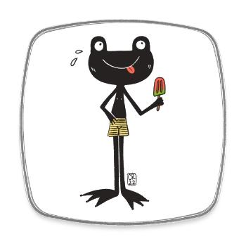 Grenouille avec glace - Magnet carré - blanc - Devant