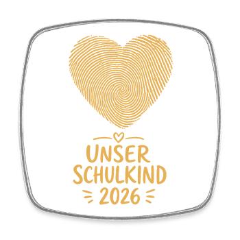 Unser Schulkind 2026 Fingerabdruck Herz - Viereckiger Kühlschrankmagnet - Weiß - Vorne