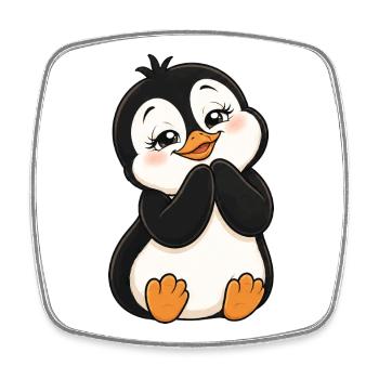 Un pingouin de dessin animé mignon ravi - Magnet carré - blanc - Devant