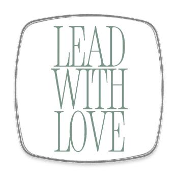 Lead With Love Bold Typography - Square fridge magnet - white - Front