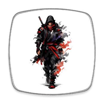 Dark Shadow Warrior Watercolor Painting - Square fridge magnet - white - Front