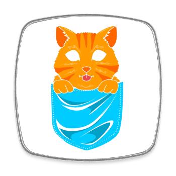 Chat tigré - Magnet carré - blanc - Devant