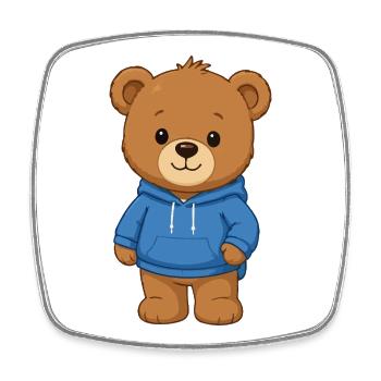 Kuschelbär im Blauem Hoodie - Viereckiger Kühlschrankmagnet - Weiß - Vorne