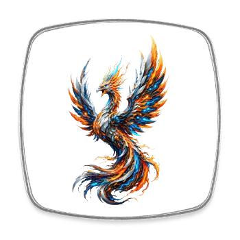 Blazing Electric Phoenix - Square fridge magnet - white - Front