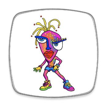 Neon Wildes Cartoon Portrait - Viereckiger Kühlschrankmagnet - Weiß - Vorne