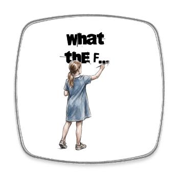 Girl Painting WTF Statement Artwork - Square fridge magnet - white - Front