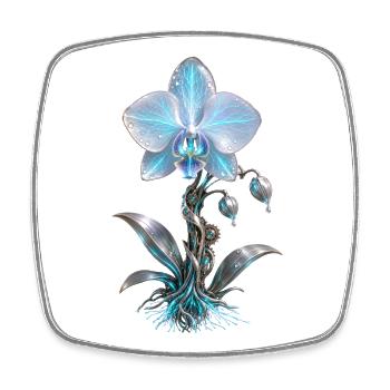 Mechanical Azure Orchid - Square fridge magnet - white - Front