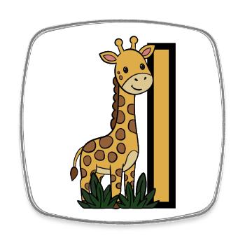 Giraffe am Pfosten – Kinderillustration - Viereckiger Kühlschrankmagnet - Weiß - Vorne