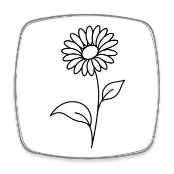 Botanische Blume mit feinen Blättern - Viereckiger Kühlschrankmagnet - Weiß - Vorne