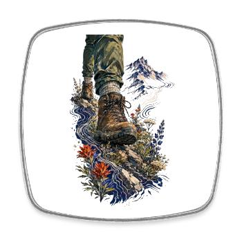 Abenteuerstiefel und Wildblumen - Viereckiger Kühlschrankmagnet - Weiß - Vorne