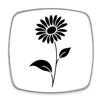 Abstrakte Blumen Silhouette Sommermotiv - Viereckiger Kühlschrankmagnet - Weiß - Vorne