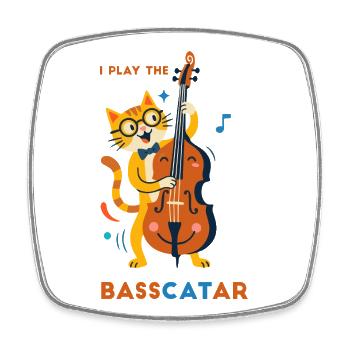 Bass-Katzen-Symphonie - Viereckiger Kühlschrankmagnet - Weiß - Vorne