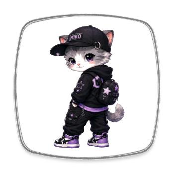 Urban Cat Purple - Viereckiger Kühlschrankmagnet - Weiß - Vorne