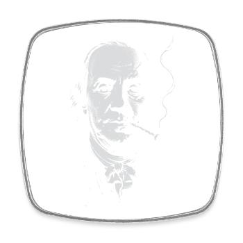 Porträt von Benjamin Franklin Rauchende Zigarre - Viereckiger Kühlschrankmagnet - Weiß - Vorne
