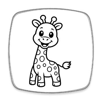Cute Giraffe Kids Animal Motif - Square fridge magnet - white - Front