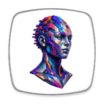 Portrait mosaïque Farbrausch - Magnet carré - blanc - Devant