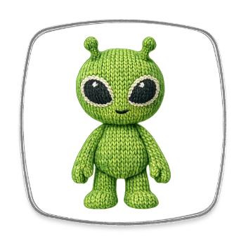 Cute alien in knitted look - Square fridge magnet - white - Front