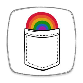 Pride Rainbow in Pocket - Chest Pocket - Square fridge magnet - white - Front