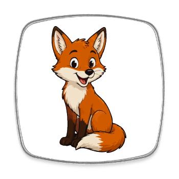 Cuddly Fox Cartoon - Square fridge magnet - white - Front