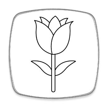 Tulip Outline - Square fridge magnet - white - Front