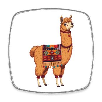 No drama, just llama - Square fridge magnet - white - Front