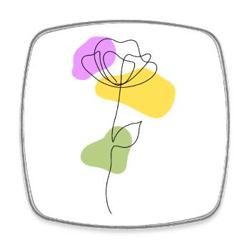 Lineart flower with pastel shapes - Square fridge magnet - white - Front