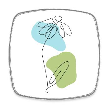 Lineart Daisies with Pastel Shapes - Square fridge magnet - white - Front
