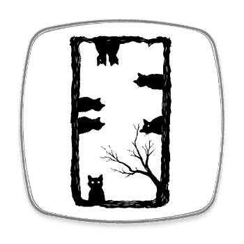 Cat Lover Gothic Art - Square fridge magnet - white - Front