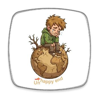 Earth's Saddest End - Square fridge magnet - white - Front