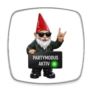 Gnom mit Partymodus Aktiv - Viereckiger Kühlschrankmagnet - Weiß - Vorne