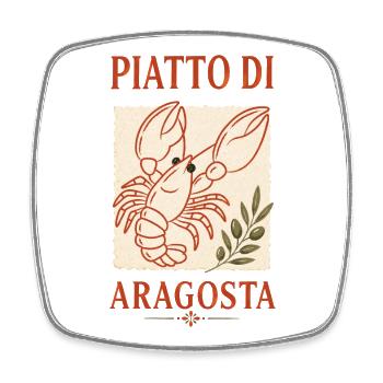 Piatto di Aragosta Hummer Italien Retro - Viereckiger Kühlschrankmagnet - Weiß - Vorne