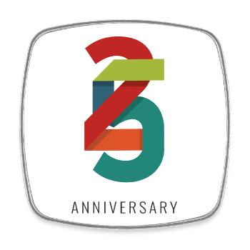 25 Years – Modern Anniversary Design - Square fridge magnet - white - Front