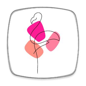 Lineart Flamingo with color background - Square fridge magnet - white - Front