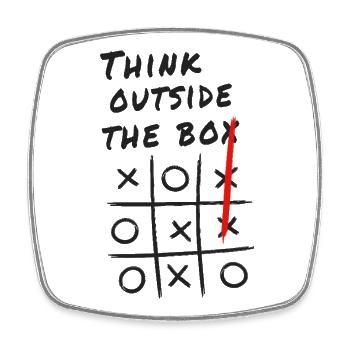 Think Outside the Box – Creative Tic-Tac-Toe - Square fridge magnet - white - Front