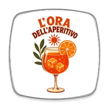 L'Ora dell'Aperitivo - Italienischer Sommer - Viereckiger Kühlschrankmagnet - Weiß - Vorne