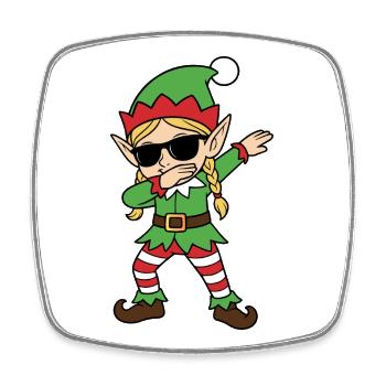Lutin Dab Noël Chic - Magnet carré - blanc - Devant