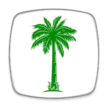 Silhouette des palmiers verts - Magnet carré - blanc - Devant