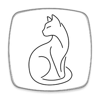 Silhouette de chat matou-chat aux lignes noires - Magnet carré - blanc - Devant