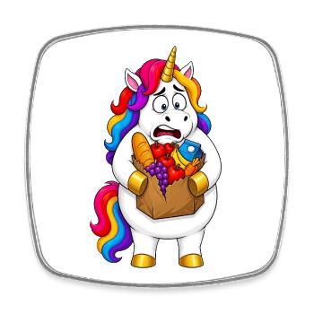 Clumsy Unicorn Grocery Bag Disaster - Square fridge magnet - white - Front