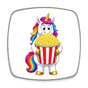 Unicorn Movie Night Popcorn - Square fridge magnet - white - Front