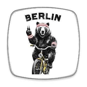 Berlin Bear à vélo - Magnet carré - blanc - Devant