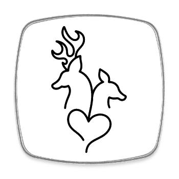 Deer and roe deer with heart - Square fridge magnet - white - Front
