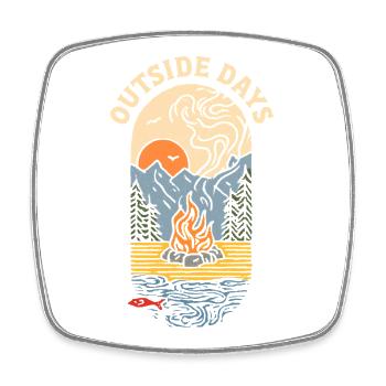 Outdoor days Campfire at the lake - Square fridge magnet - white - Front