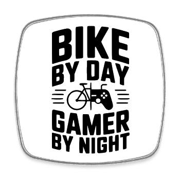 Vélo le jour, joueur la nuit - Magnet carré - blanc - Devant