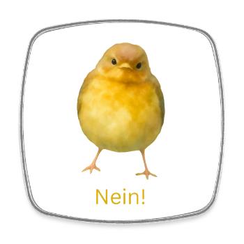 Frecher kleiner Vogel mit Spruch NEIN ! - Viereckiger Kühlschrankmagnet - Weiß - Vorne