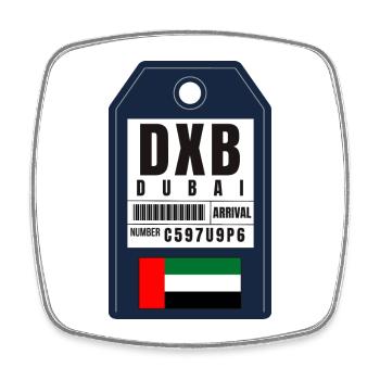 Dubai Boarding Pass - Airport Ticket DXB - Square fridge magnet - white - Front