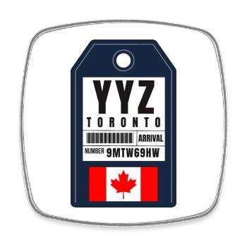 Carte d’embarquement Toronto - Billet d’aéroport YYZ - Magnet carré - blanc - Devant
