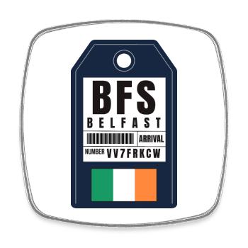Belfast Bordkarte - Flughafenticket BFS - Viereckiger Kühlschrankmagnet - Weiß - Vorne