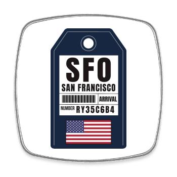 Carte d’embarquement san francisco - Airport Ticket SFO - Magnet carré - blanc - Devant